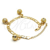 Pulsera de Dije 03.63.1777.08.GT Tono Dorado, Diseño de Cascavel y Llave Griega, Pulido, Tono Dorado (160 Gauge, 06 MM Thickness, 8 Inches Length)