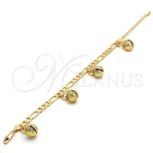 Pulsera de Dije 03.63.1777.08.GT Tono Dorado, Diseño de Cascavel y Llave Griega, Pulido, Tono Dorado (160 Gauge, 06 MM Thickness, 8 Inches Length)