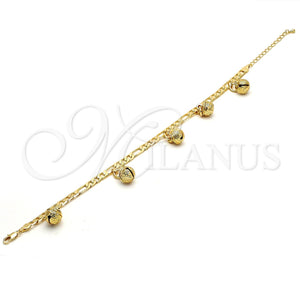 Tobillera de Dije 03.63.1777.10.GT Tono Dorado, Diseño de Cascavel y Llave Griega, Pulido, Tono Dorado (160 Gauge, 06 MM Thickness, 10 Inches Length)