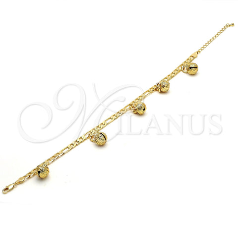 Tobillera de Dije 03.63.1777.10.GT Tono Dorado, Diseño de Cascavel y Llave Griega, Pulido, Tono Dorado (160 Gauge, 06 MM Thickness, 10 Inches Length)
