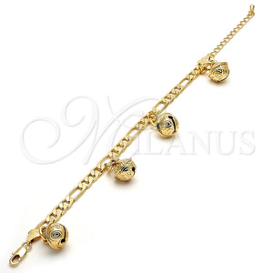 Pulsera de Dije 03.63.1778.08.GT Tono Dorado, Diseño de Cascavel, Pulido, Tono Dorado (160 Gauge, 06 MM Thickness, 8 Inches Length)