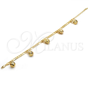 Tobillera de Dije 03.63.1778.10.GT Tono Dorado, Diseño de Cascavel, Pulido, Tono Dorado (160 Gauge, 06 MM Thickness, 10 Inches Length)