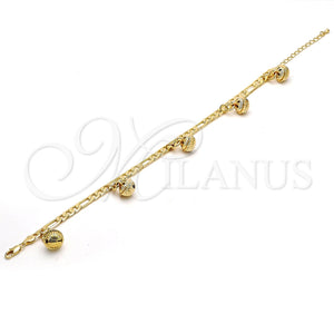 Tobillera de Dije 03.63.1780.10.GT Tono Dorado, Diseño de Cascavel, Pulido, Tono Dorado (160 Gauge, 06 MM Thickness, 10 Inches Length)