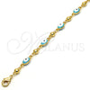 Pulsera Elegante 03.213.0033.1.08.GT Tono Dorado, Diseño de Ojo Griego, Esmaltado Turquesa, Tono Dorado (100 Gauge, 06 MM Thickness, 8 Inches Length)