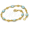 Pulsera Elegante 03.213.0033.1.08.GT Tono Dorado, Diseño de Ojo Griego, Esmaltado Turquesa, Tono Dorado (100 Gauge, 06 MM Thickness, 8 Inches Length)