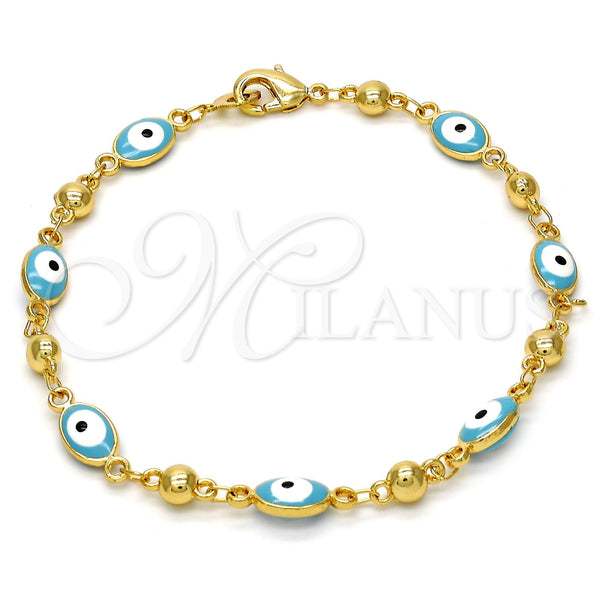 Pulsera Elegante 03.213.0033.1.08.GT Tono Dorado, Diseño de Ojo Griego, Esmaltado Turquesa, Tono Dorado (100 Gauge, 06 MM Thickness, 8 Inches Length)