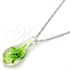 Collares con Dije 04.276.0017.18.GT Tono Dorado, Diseño de Flor, con Verde Azavache, Pulido, Rodinado (02 MM Thickness, 18 Inches Length)