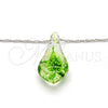Collares con Dije 04.276.0017.18.GT Tono Dorado, Diseño de Flor, con Verde Azavache, Pulido, Rodinado (02 MM Thickness, 18 Inches Length)
