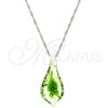 Collares con Dije 04.276.0017.18.GT Tono Dorado, Diseño de Flor, con Verde Azavache, Pulido, Rodinado (02 MM Thickness, 18 Inches Length)