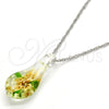 Collares con Dije 04.276.0019.18.GT Tono Dorado, Diseño de Flor, con Blanca Azavache, Pulido, Rodinado (02 MM Thickness, 18 Inches Length)