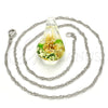 Collares con Dije 04.276.0019.18.GT Tono Dorado, Diseño de Flor, con Blanca Azavache, Pulido, Rodinado (02 MM Thickness, 18 Inches Length)