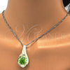 Collares con Dije 04.276.0022.18.GT Tono Dorado, Diseño de Flor, con Verde Azavache, Pulido, Rodinado (02 MM Thickness, 18 Inches Length)