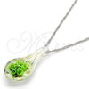 Collares con Dije 04.276.0022.18.GT Tono Dorado, Diseño de Flor, con Verde Azavache, Pulido, Rodinado (02 MM Thickness, 18 Inches Length)