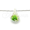 Collares con Dije 04.276.0022.18.GT Tono Dorado, Diseño de Flor, con Verde Azavache, Pulido, Rodinado (02 MM Thickness, 18 Inches Length)