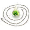 Collares con Dije 04.276.0022.18.GT Tono Dorado, Diseño de Flor, con Verde Azavache, Pulido, Rodinado (02 MM Thickness, 18 Inches Length)