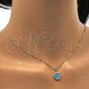 Collares con Dije 04.63.1319.2 .18 Oro Laminado, con Opal Topacio Azul y Micro Pave Blanca, Pulido, Tono Dorado (18 Pulgadas de Largo)