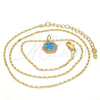 Collares con Dije 04.63.1319.2 .18 Oro Laminado, con Opal Topacio Azul y Micro Pave Blanca, Pulido, Tono Dorado (18 Pulgadas de Largo)