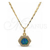 Collares con Dije 04.63.1319.2 .18 Oro Laminado, con Opal Topacio Azul y Micro Pave Blanca, Pulido, Tono Dorado (18 Pulgadas de Largo)