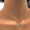 Collares con Dije 04.63.1323.18 Oro Laminado, Diseño de Gota, con Topacio Azul Opal and Blanca Micro Pave, Pulido, Tono Dorado (18 Inches Length)