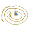 Collares con Dije 04.63.1323.18 Oro Laminado, Diseño de Gota, con Topacio Azul Opal and Blanca Micro Pave, Pulido, Tono Dorado (18 Inches Length)