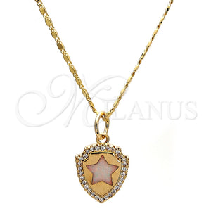 Collares con Dije 04.63.1325.18 Oro Laminado, Diseño de Estrella, con Blanca Opal and Blanca Micro Pave, Pulido, Tono Dorado (18 Inches Length)