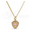 Collares con Dije 04.63.1325.18 Oro Laminado, Diseño de Estrella, con Opal Blanca y Micro Pave Blanca, Pulido, Tono Dorado (18 Pulgadas de Largo)