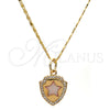Collares con Dije 04.63.1325.18 Oro Laminado, Diseño de Estrella, con Blanca Opal and Blanca Micro Pave, Pulido, Tono Dorado (18 Inches Length)