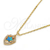 Collares con Dije 04.63.1325.2.18 Oro Laminado, Diseño de Estrella, con Opal Topacio Azul y Micro Pave Blanca, Pulido, Tono Dorado (18 Pulgadas de Largo)