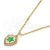 Collares con Dije 04.63.1325.3.18 Oro Laminado, Diseño de Estrella, con Opal Verde y Micro Pave Blanca, Pulido, Tono Dorado (18 Pulgadas de Largo)