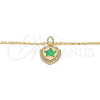 Collares con Dije 04.63.1325.3.18 Oro Laminado, Diseño de Estrella, con Opal Verde y Micro Pave Blanca, Pulido, Tono Dorado (18 Pulgadas de Largo)