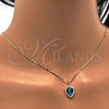 Collares con Dije 04.63.1326.18 Oro Laminado, Diseño de Ancla, con Opal Topacio Azul y Micro Pave Blanca, Pulido, Tono Dorado (18 Pulgadas de Largo)