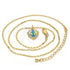 Collares con Dije 04.63.1326.18 Oro Laminado, Diseño de Ancla, con Opal Topacio Azul y Micro Pave Blanca, Pulido, Tono Dorado (18 Pulgadas de Largo)
