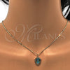 Collares con Dije 04.63.1326.2.18 Oro Laminado, Diseño de Ancla, con Opal Verde y Micro Pave Blanca, Pulido, Tono Dorado (18 Pulgadas de Largo)