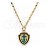 Collares con Dije 04.63.1326.2.18 Oro Laminado, Diseño de Ancla, con Opal Verde y Micro Pave Blanca, Pulido, Tono Dorado (18 Pulgadas de Largo)