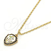Collares con Dije 04.63.1326.3.18 Oro Laminado, Diseño de Ancla, con Opal Blanca y Micro Pave Negro, Pulido, Tono Dorado (18 Pulgadas de Largo)