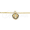 Collares con Dije 04.63.1326.3.18 Oro Laminado, Diseño de Ancla, con Opal Blanca y Micro Pave Negro, Pulido, Tono Dorado (18 Pulgadas de Largo)