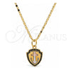 Collares con Dije 04.63.1326.3.18 Oro Laminado, Diseño de Ancla, con Opal Blanca y Micro Pave Negro, Pulido, Tono Dorado (18 Pulgadas de Largo)