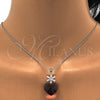 Collares con Dije 04.239.0019.1.16 Rodio Laminado, Diseño de Corazón y Flor, con Swarovski Elements Amethyst y Zirconia Cubica Blanca, Pulido, Rodinado (Grosor 01 MM, 16 Pulgadas de Largo)