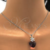 Collares con Dije 04.239.0019.1.16 Rodio Laminado, Diseño de Corazón y Flor, con Swarovski Elements Amethyst y Zirconia Cubica Blanca, Pulido, Rodinado (Grosor 01 MM, 16 Pulgadas de Largo)