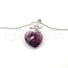 Collares con Dije 04.239.0019.1.16 Rodio Laminado, Diseño de Corazón y Flor, con Swarovski Elements Amethyst y Zirconia Cubica Blanca, Pulido, Rodinado (Grosor 01 MM, 16 Pulgadas de Largo)