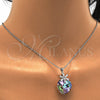 Collares con Dije 04.239.0019.2.16 Rodio Laminado, Diseño de Corazón y Flor, con Swarovski Elements Paradise Shine y Zirconia Cubica Blanca, Pulido, Rodinado (Grosor 01 MM, 16 Pulgadas de Largo)