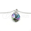 Collares con Dije 04.239.0019.2.16 Rodio Laminado, Diseño de Corazón y Flor, con Swarovski Elements Paradise Shine y Zirconia Cubica Blanca, Pulido, Rodinado (Grosor 01 MM, 16 Pulgadas de Largo)