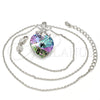 Collares con Dije 04.239.0019.2.16 Rodio Laminado, Diseño de Corazón y Flor, con Swarovski Elements Paradise Shine y Zirconia Cubica Blanca, Pulido, Rodinado (Grosor 01 MM, 16 Pulgadas de Largo)