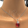 Collares con Dije 04.239.0019.3.16 Rodio Laminado, Diseño de Corazón y Flor, con Swarovski Elements Padparadscha y Zirconia Cubica Blanca, Pulido, Rodinado (Grosor 01 MM, 16 Pulgadas de Largo)