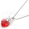 Collares con Dije 04.239.0019.3.16 Rodio Laminado, Diseño de Corazón y Flor, con Swarovski Elements Padparadscha y Zirconia Cubica Blanca, Pulido, Rodinado (Grosor 01 MM, 16 Pulgadas de Largo)