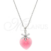 Collares con Dije 04.239.0019.3.16 Rodio Laminado, Diseño de Corazón y Flor, con Swarovski Elements Padparadscha y Zirconia Cubica Blanca, Pulido, Rodinado (Grosor 01 MM, 16 Pulgadas de Largo)