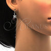 Arete Colgante 02.63.2579.1 Rodio Laminado, Diseño de Corazón y Flor, con Swarovski Elements Amethyst y Micro Pave Blanca, Pulido, Rodinado