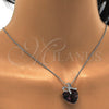 Collares con Dije 04.239.0007.1.16 Rodio Laminado, Diseño de Corazón y Arco, con Swarovski Elements Amethyst y Micro Pave Blanca, Pulido, Rodinado (Grosor 01 MM, 16 Pulgadas de Largo)
