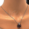 Collares con Dije 04.239.0018.2.16 Rodio Laminado, Diseño de Corazón, con Swarovski Elements Amethyst y Micro Pave Blanca, Pulido, Rodinado (Grosor 01 MM, 16 Pulgadas de Largo)
