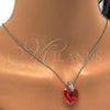 Collares con Dije 04.239.0018.3.16 Rodio Laminado, Diseño de Corazón, con Swarovski Elements Padparadscha y Micro Pave Blanca, Pulido, Rodinado (Grosor 01 MM, 16 Pulgadas de Largo)